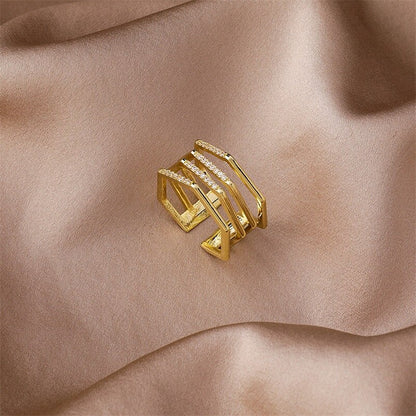 Gold Multi-layer Open Ring