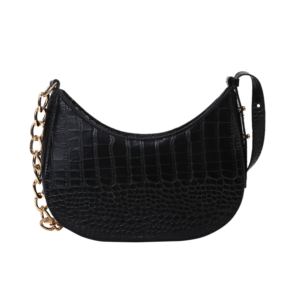 Alligator Print Leather Shoulder Bag