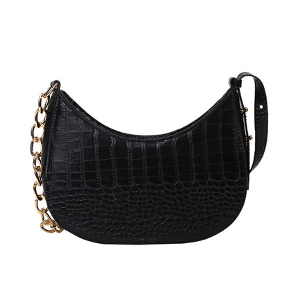 Alligator Print Leather Shoulder Bag