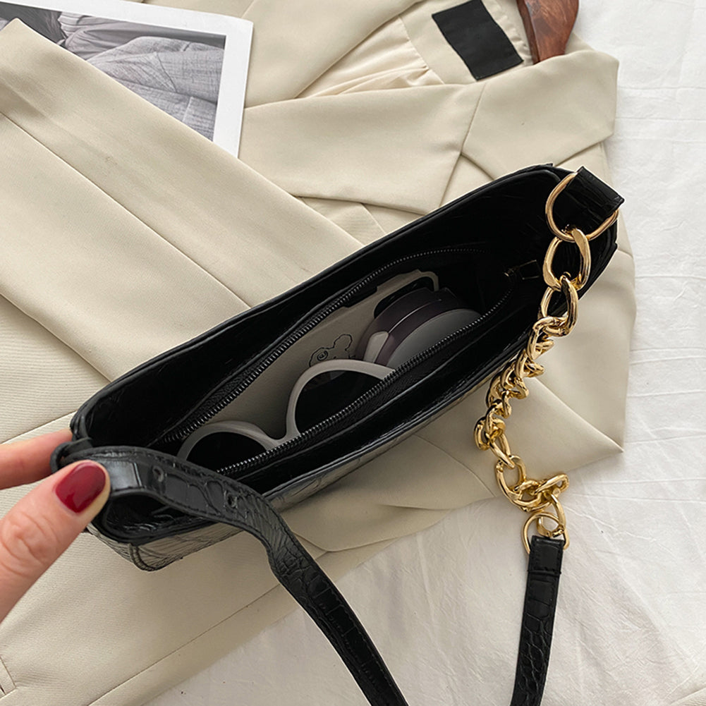 Alligator Print Leather Shoulder Bag