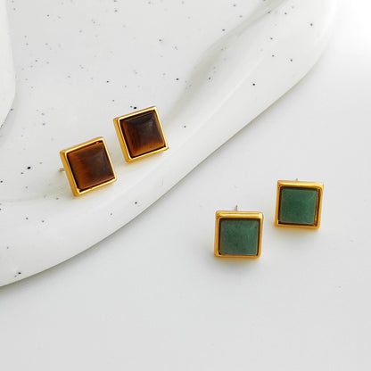 18k Square Gold Earrings