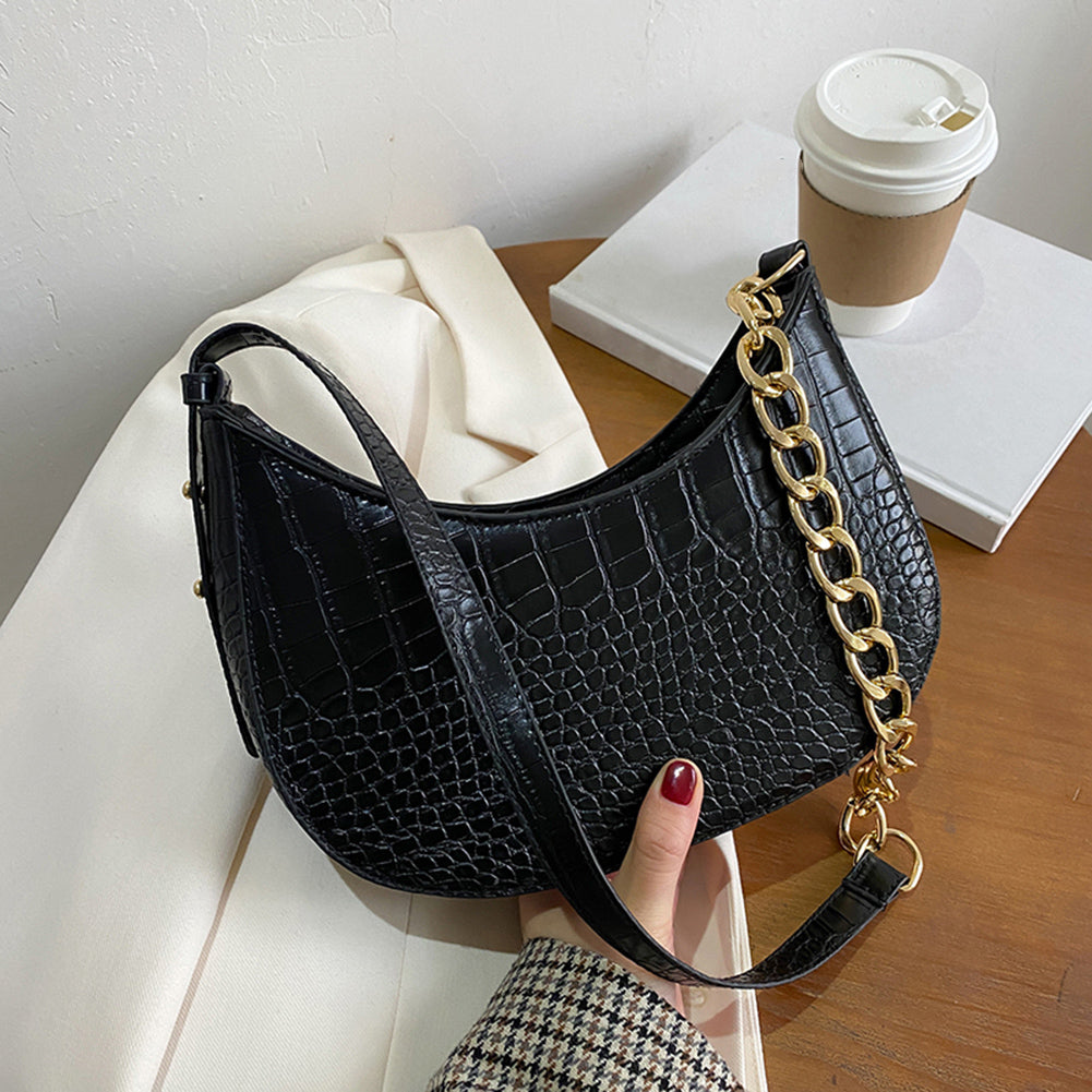 Alligator Print Leather Shoulder Bag