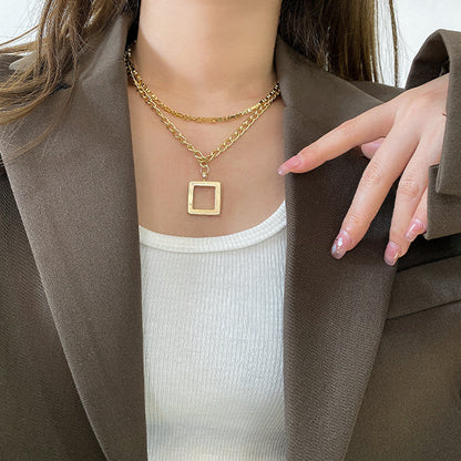 18k Gold Square Necklace