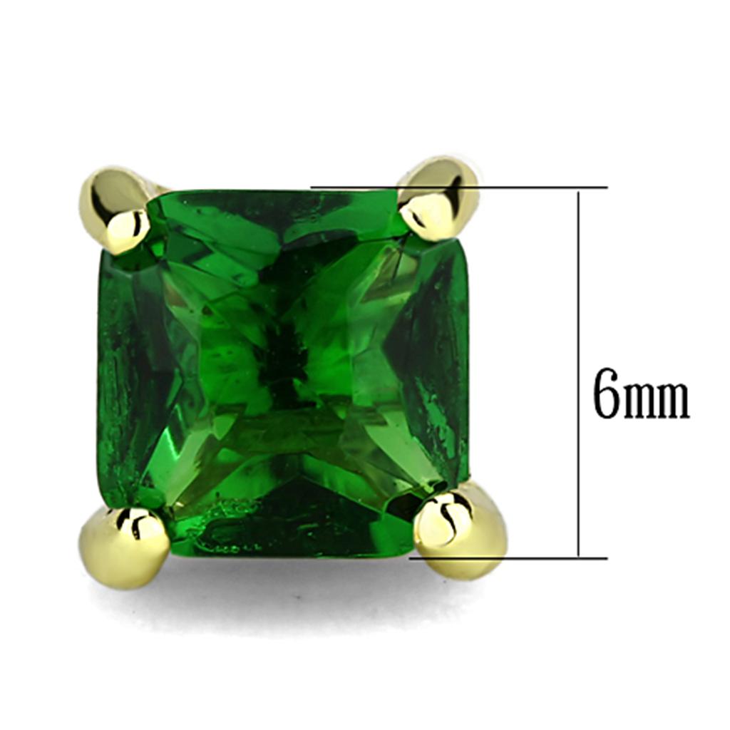 Gold Green Emerald Earrings