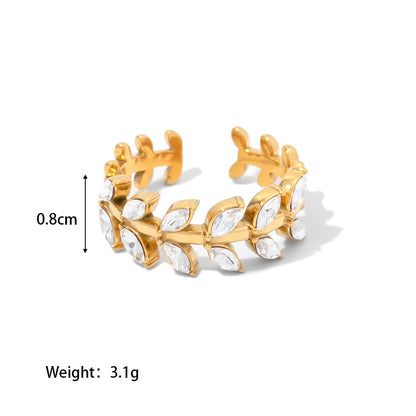 18K Gold  Green Leaf Ring