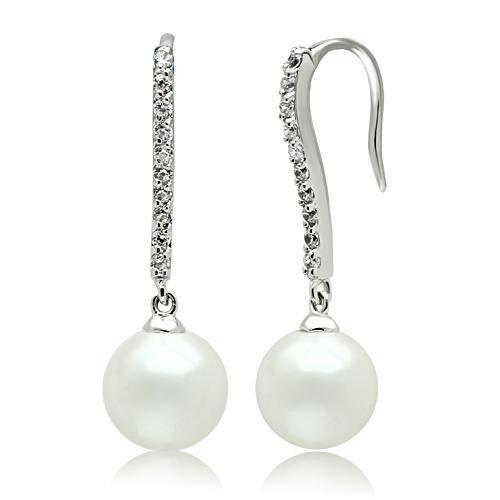 White Pearl Earrings with Diamonds