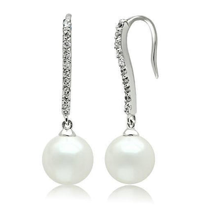 White Pearl Earrings with Diamonds