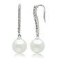 White Pearl Earrings with Diamonds