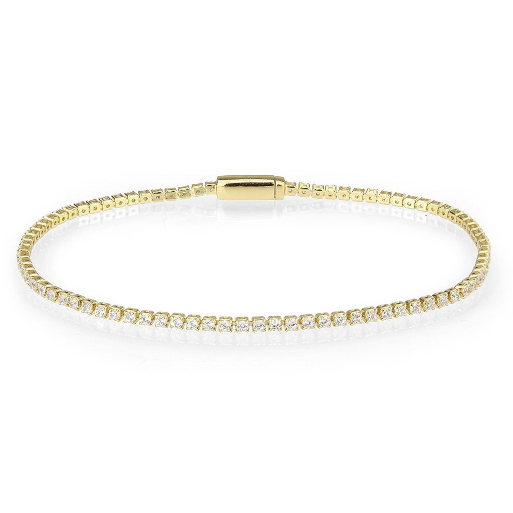 3W1680 - Gold Brass Bracelet with AAA Grade CZ in Clear