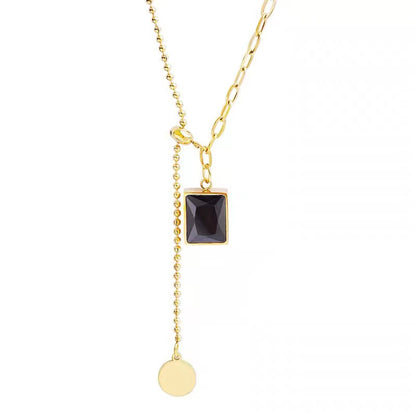 Black Gem Square Necklace