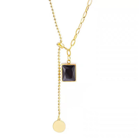 Black Gem Square Necklace
