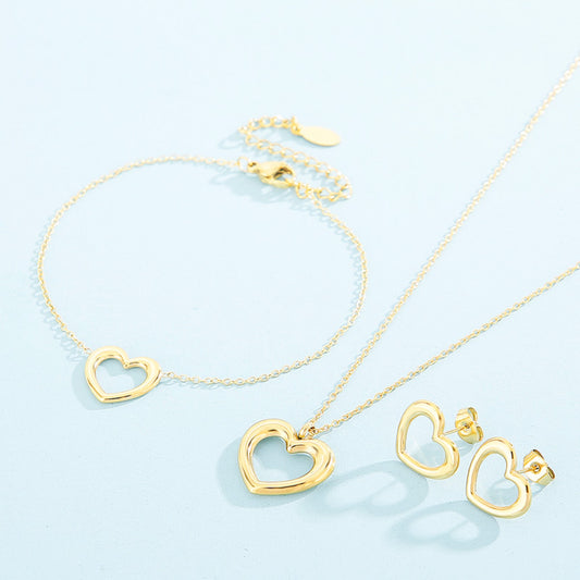 Heart Necklace, Bracelet and Earrings Jewelry Set