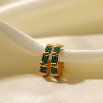 18k Gold C Shape Bamboo Earrings