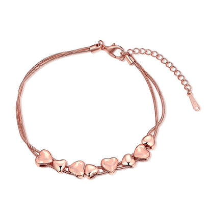 18k Rose Gold Heart Bracelet