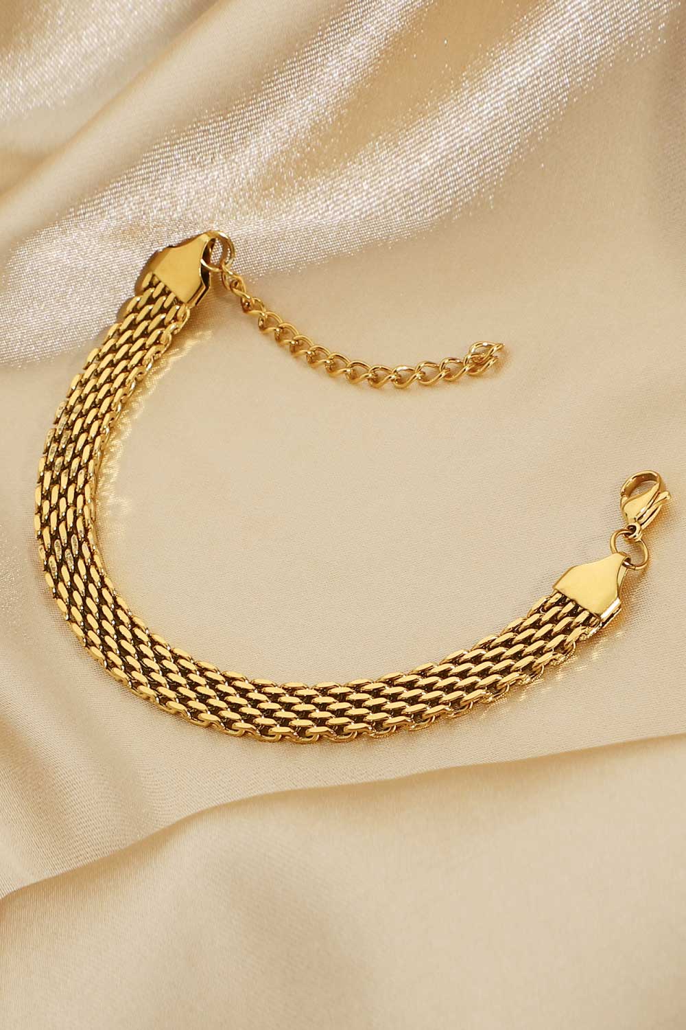 18K Gold Wide Chain Bracelet