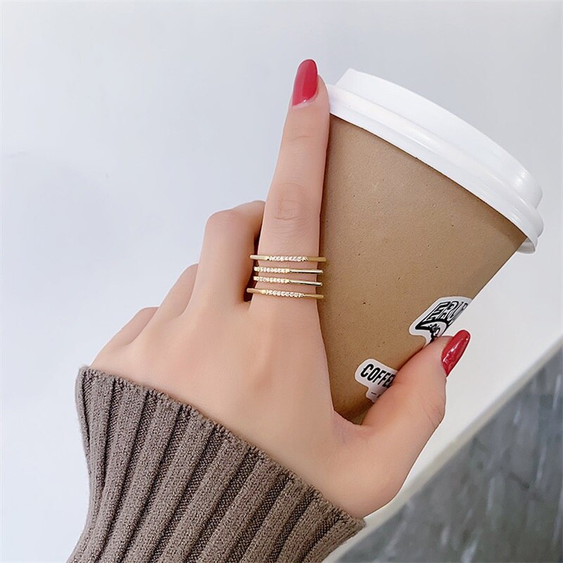 Gold Multi-layer Open Ring