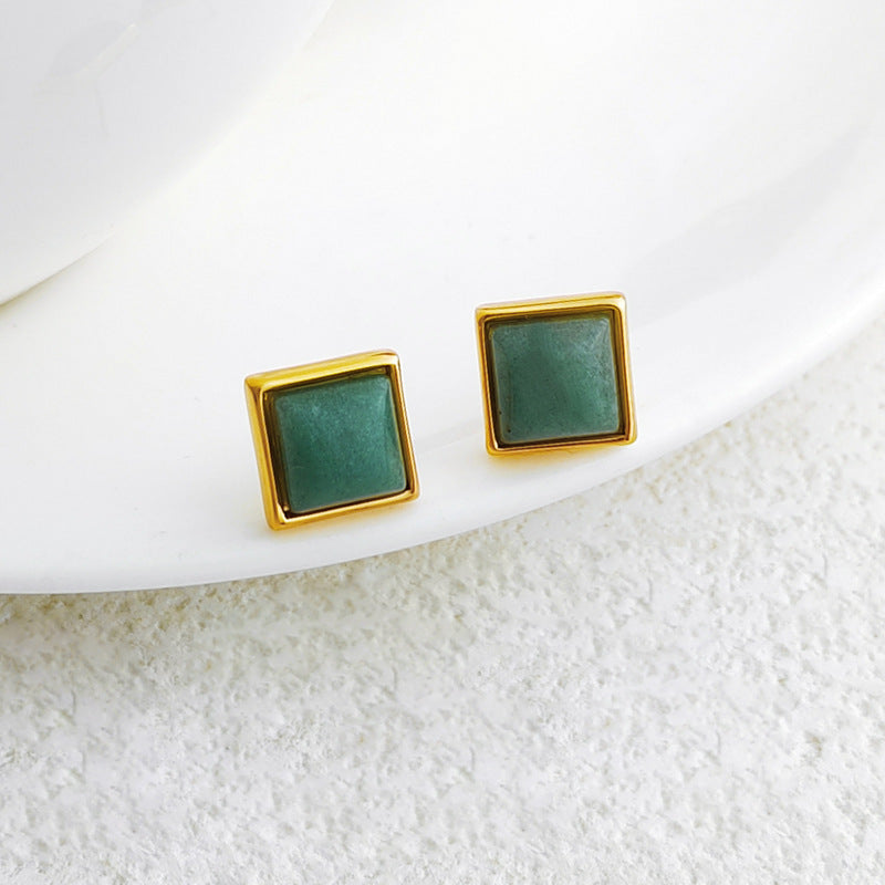 18k Square Gold Earrings