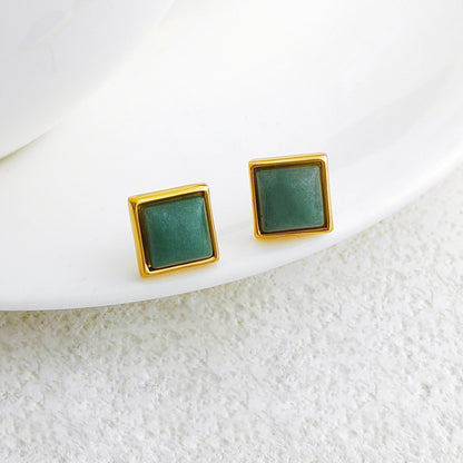 18k Square Gold Earrings