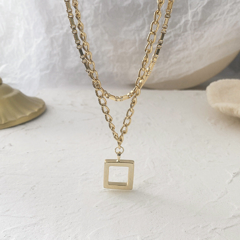 18k Gold Square Necklace