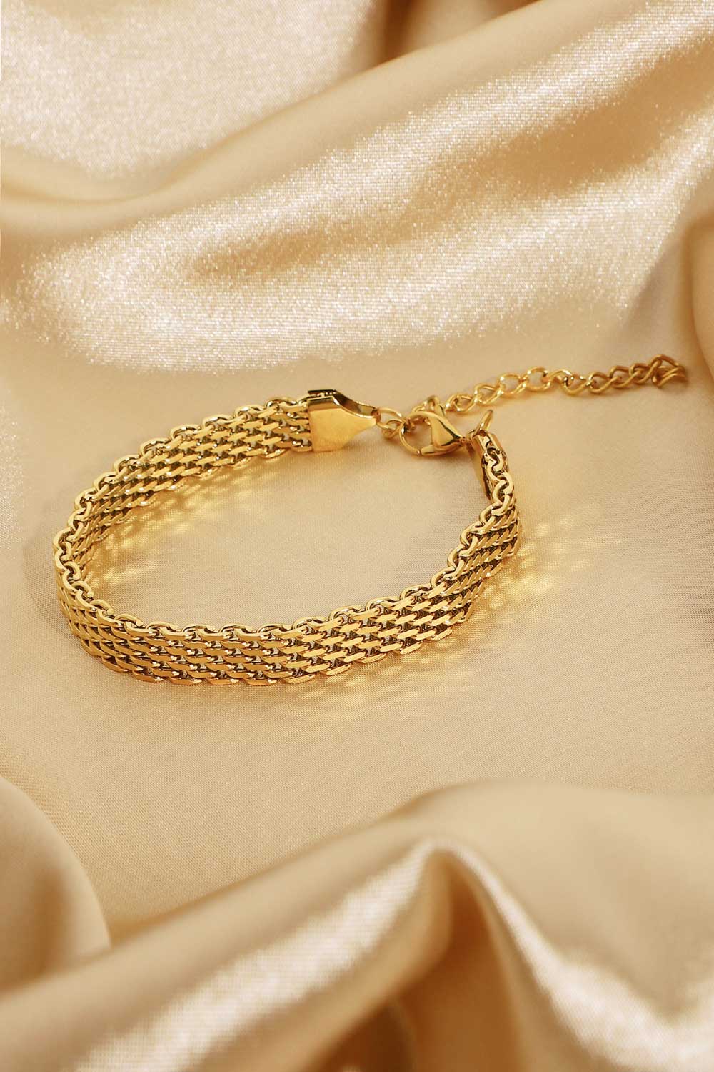 18K Gold Wide Chain Bracelet