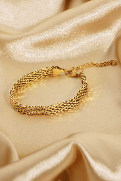 18K Gold Wide Chain Bracelet