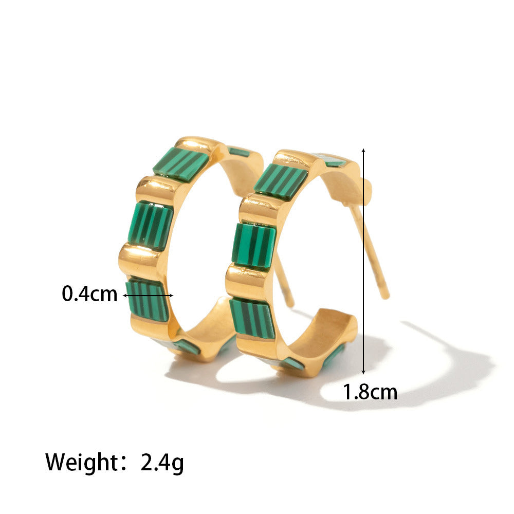 18k Gold C Shape Bamboo Earrings