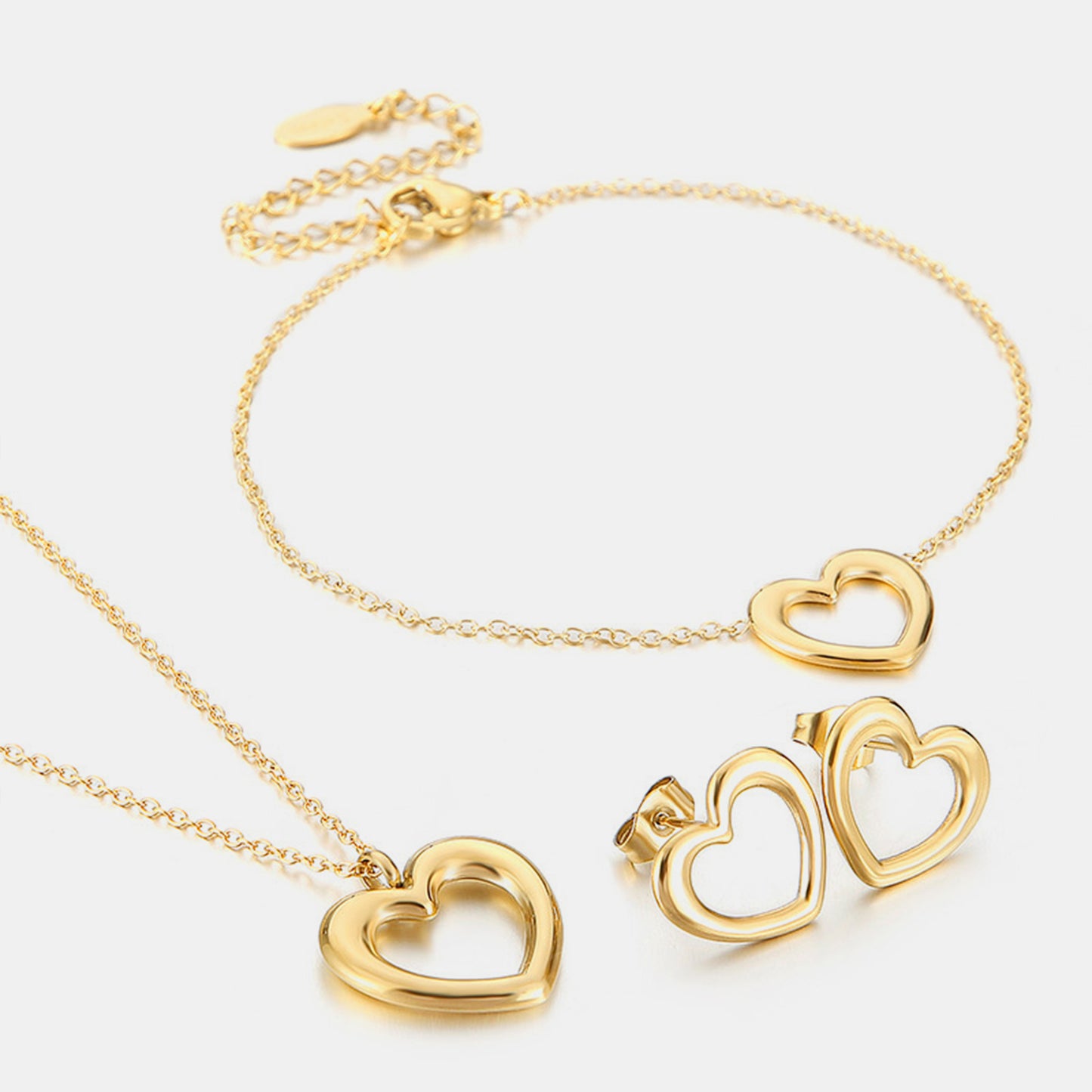 Heart Necklace, Bracelet and Earrings Jewelry Set