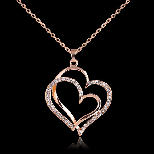 Fashion Double Heart Pendent Necklace