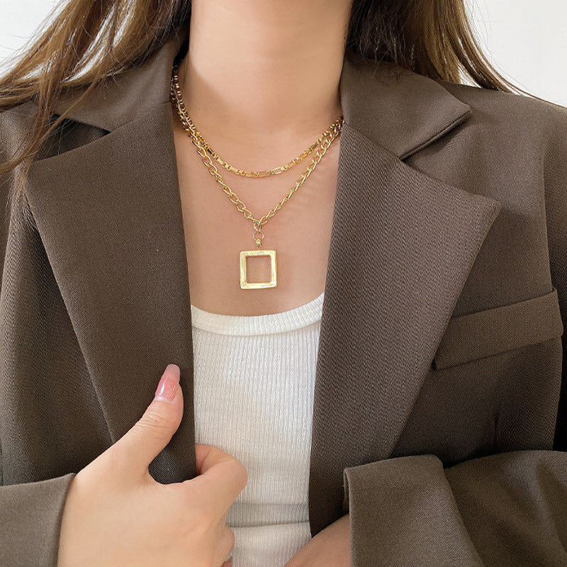 18k Gold Square Necklace