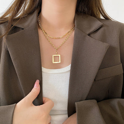 18k Gold Square Necklace