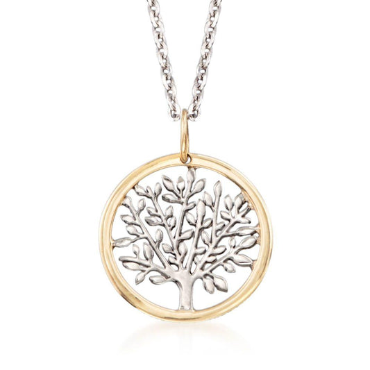Gold Edge Praying to the Tree of Life Necklace in 18K Gold Plated