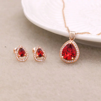 Ruby Red 3pcs Necklace Set