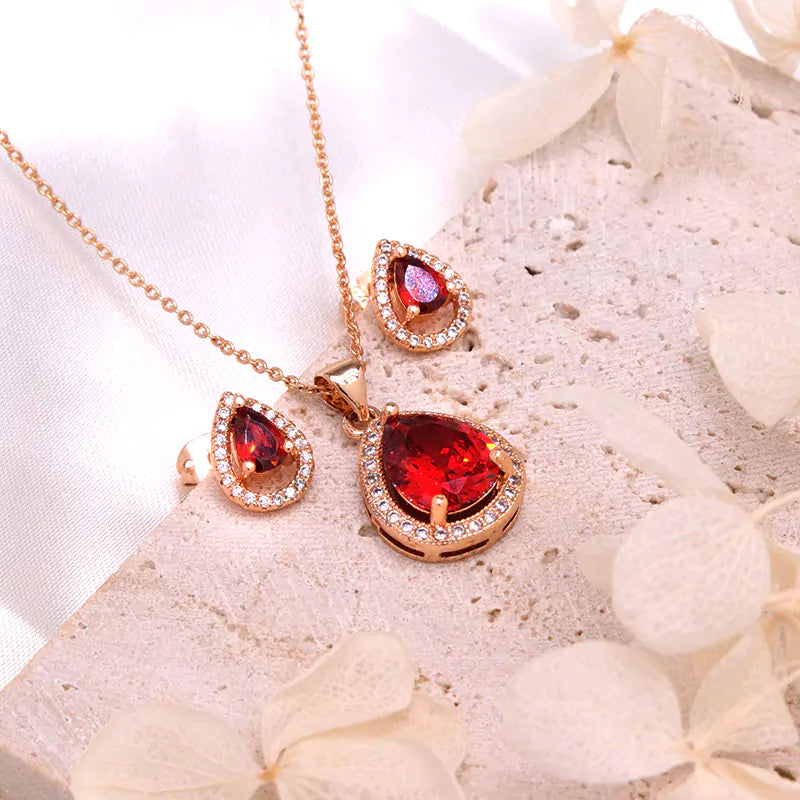 Ruby Red 3pcs Necklace Set