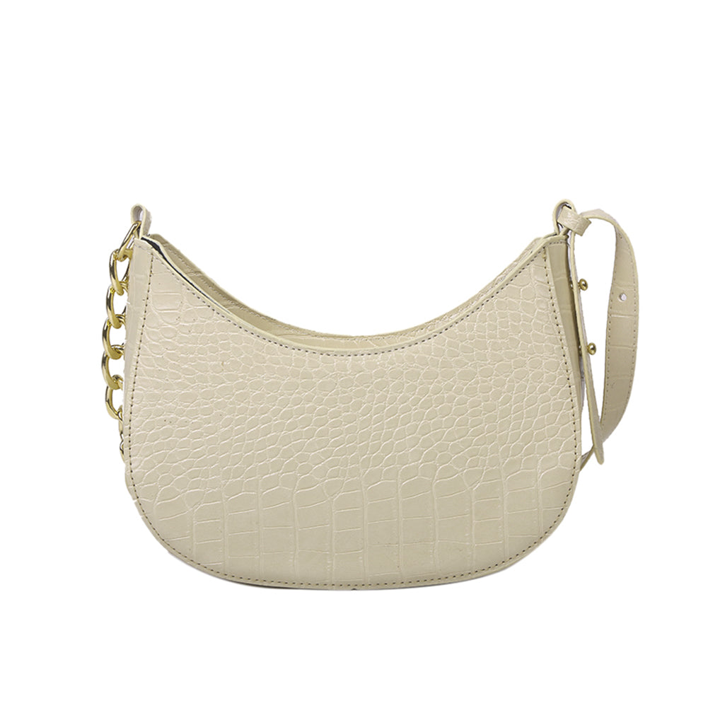 Alligator Print Leather Shoulder Bag