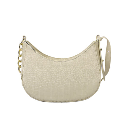 Alligator Print Leather Shoulder Bag