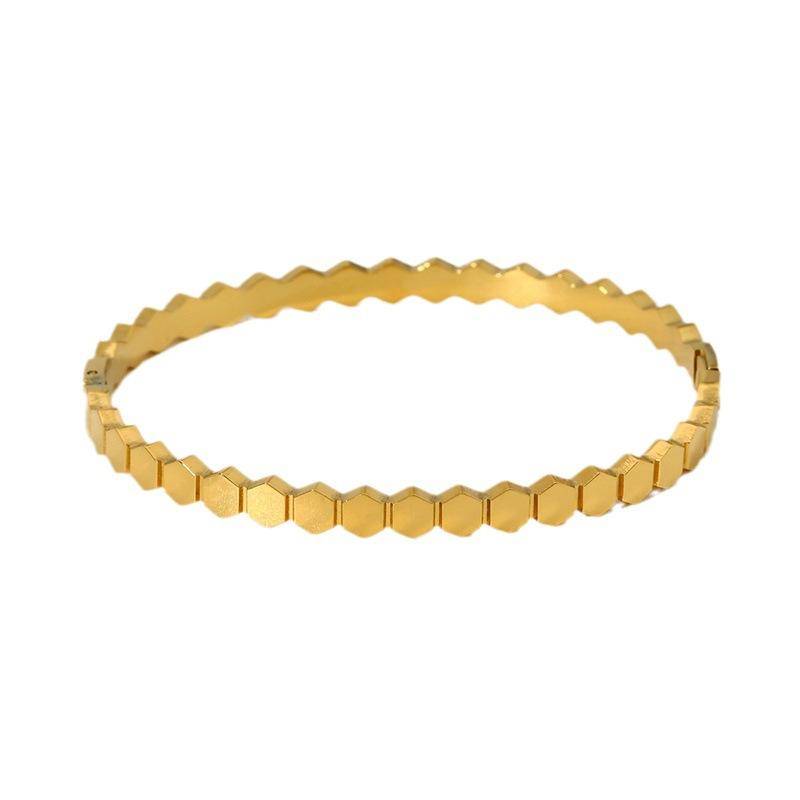 Hexagon-Shaped 18K Gold Bangle