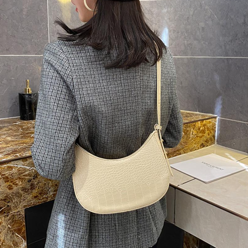Alligator Print Leather Shoulder Bag