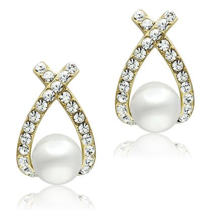 Gold  White Pearl Earrings