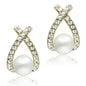 Gold  White Pearl Earrings